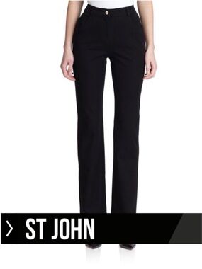 St. John Black Flare-Waist Wide-Leg Jeans